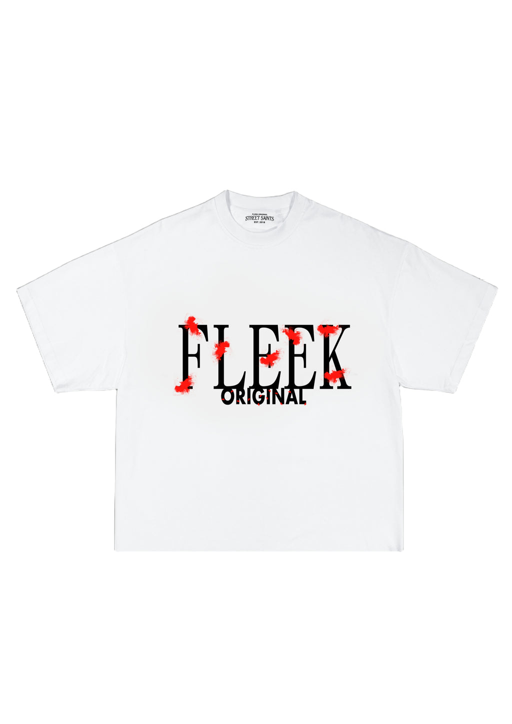 SS - Red Monarch Street  Cat White Crop T-shirt