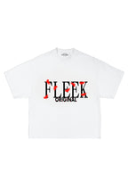 SS - Red Monarch Street  Cat White Crop T-shirt