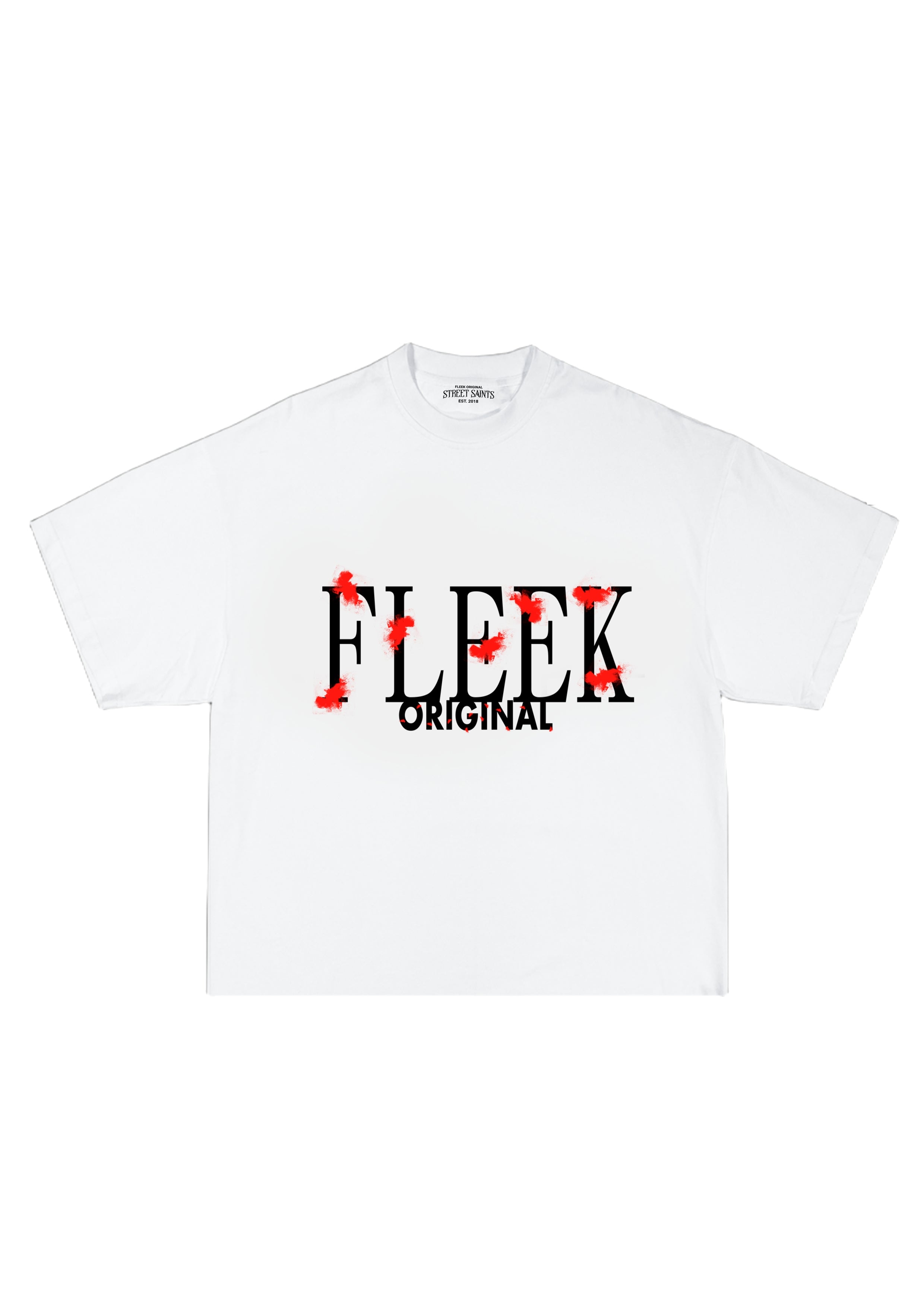 SS - Red Monarch Street  Cat White Crop T-shirt