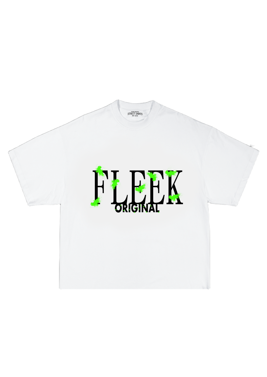 SS -  Green Monarch  Street Cat White Crop T-Shirt