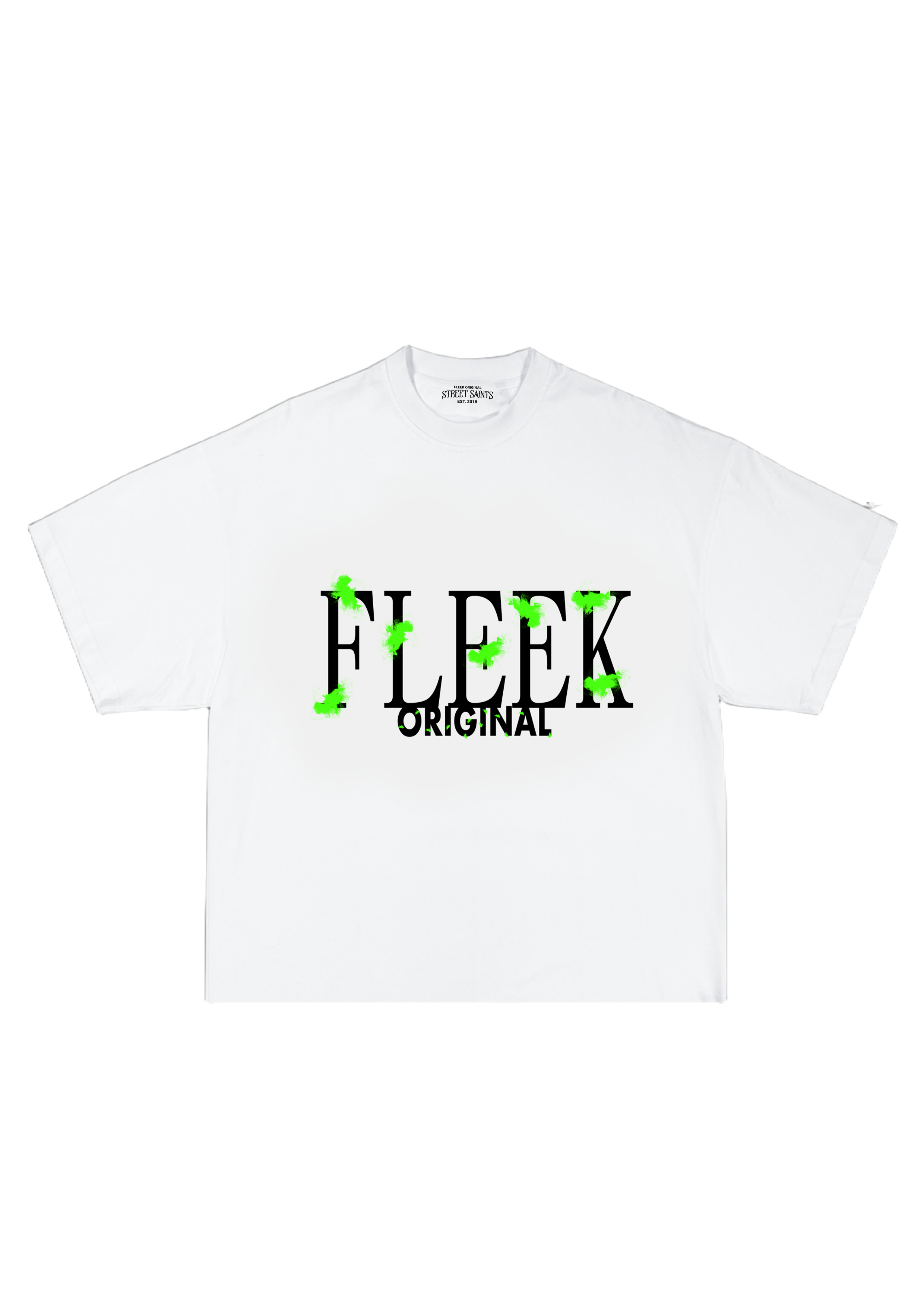 SS -  Green Monarch  Street Cat White Crop T-Shirt